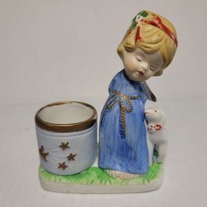 1978 Vintage Jasco Little Luvkins Christmas Angel Candle Holder with Lamb